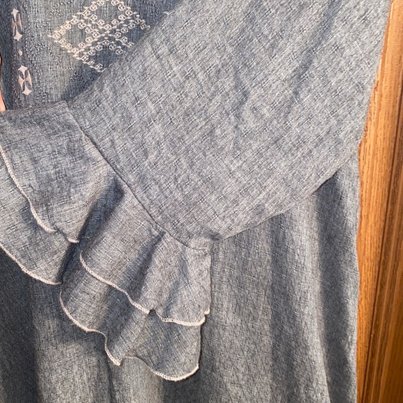 Indigo Soul Gray Embroidered 3/4 Sleeve Knee Length Dress Tunic Size Medium. - Picture 6 of 6